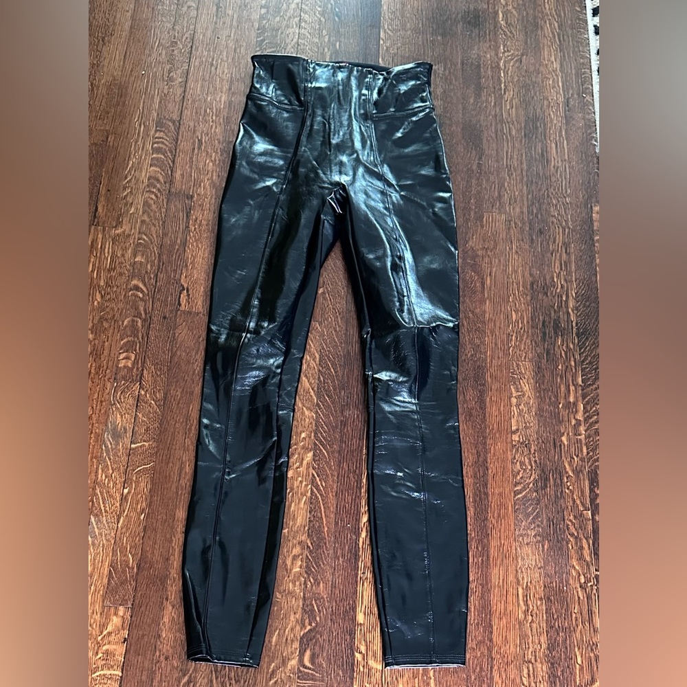 Spank Black Faux Patent Leather Leggings